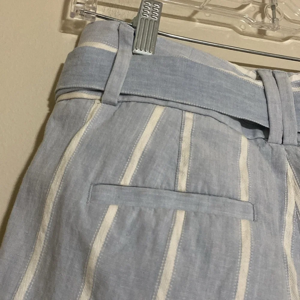 Banana Republic Logan crop Blue White linen Striped pants women 0 vacation beach